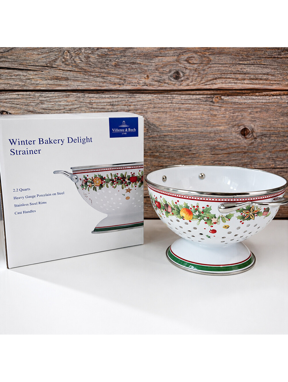 Villeroy & Boch Winter Bakery Delight Strainer Christmas Enamel Colander New